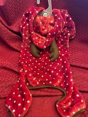 LuvGear Dog Pajamas- Red Polka Dot Plush